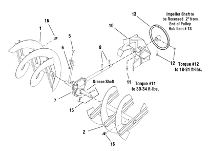 Auger Drive Group - 32" Diagram and Parts List for 1695450-LP1695450-1332PE 2008 Briggs and Stratton Snow Blower